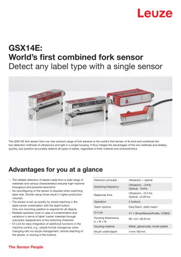 GSX14E World’s first combined fork sensor