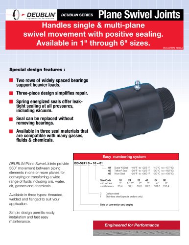 Handles single & multi-plane swivel movement with positive sealing