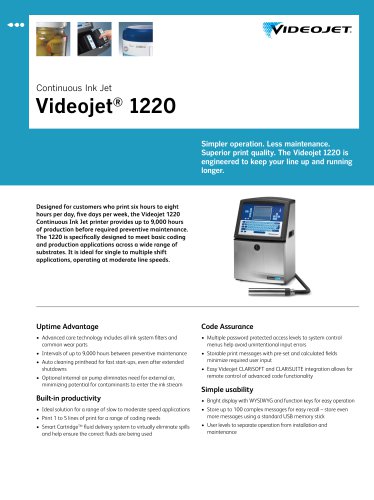 Continuous Ink Jet Videojet ® 1220