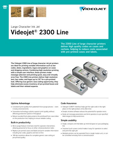 Videojet 2300 Series Datasheet