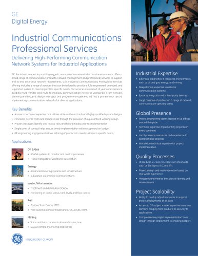 Digital Energy Industrial Communications Professional Services Brochure