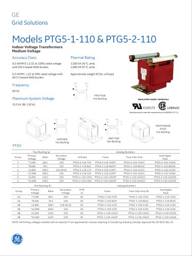 Models PTG5-1-110 & PTG5-2-110