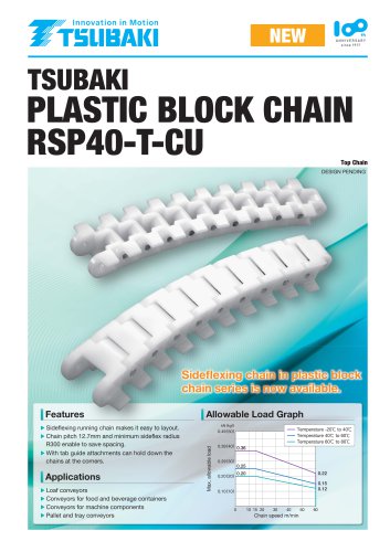 Tsubaki Plastic Block Chain RSP40-T-CU