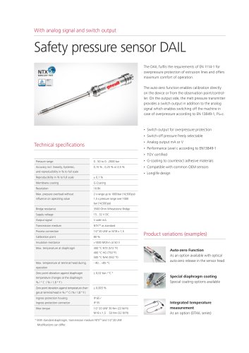 Safety pressure sensor DAIL