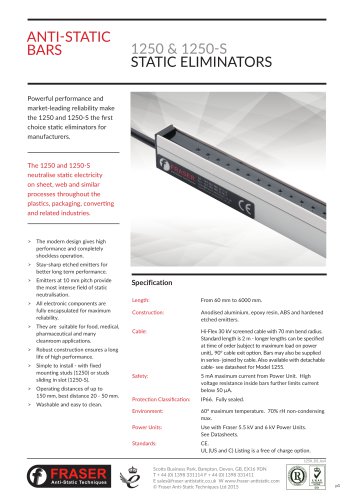 1250 & 1250-S STATIC ELIMINATORS