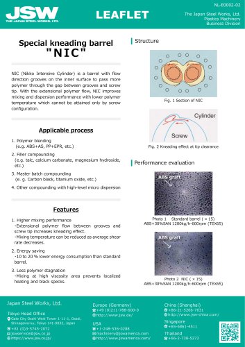 Special kneading barrel "NIC"