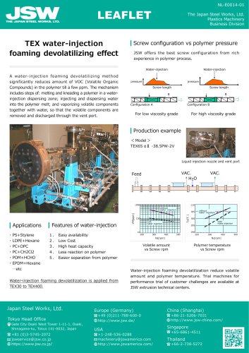 TEX water-injection foaming devolatilizing effect