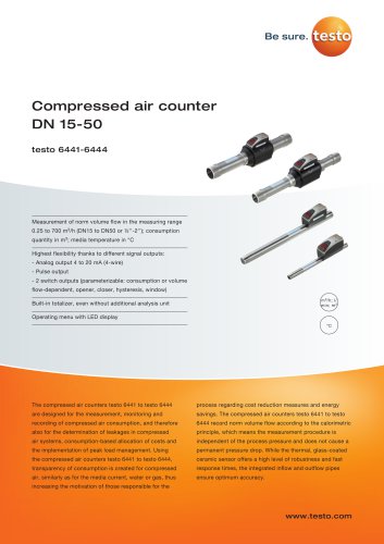 Compressed air counter  DN 15-50 testo 6441-6444