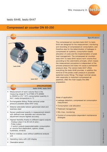 Compressed air counter DN 65-250