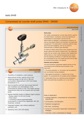 Compressed air counter shaft probe DN40 - DN300