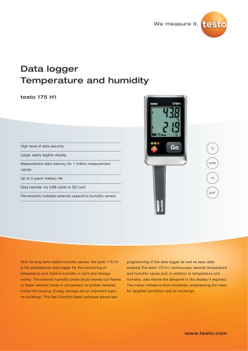 Data logger Temperature and humidity - testo 175 H1
