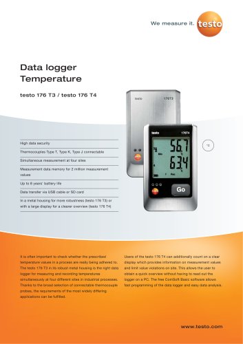 Data logger Temperature - testo 176 T3 / testo 176 T4