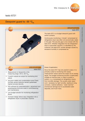 Dewpoint guard to -30 °Ctd - testo 6721