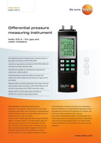 Differential pressure  measuring instrument testo 312-4