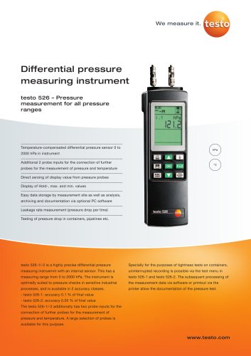 Differential pressure measuring instrument - testo 526