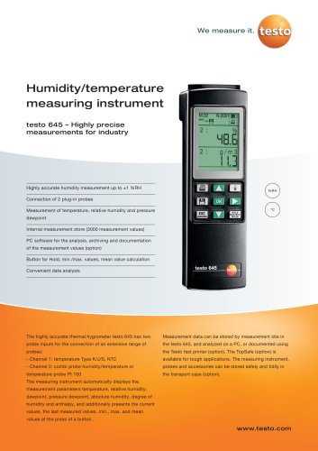 Humidity/temperature measuring instrument - testo 645