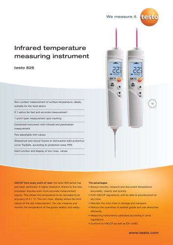 Infrared temperature measuring instrument - testo 826