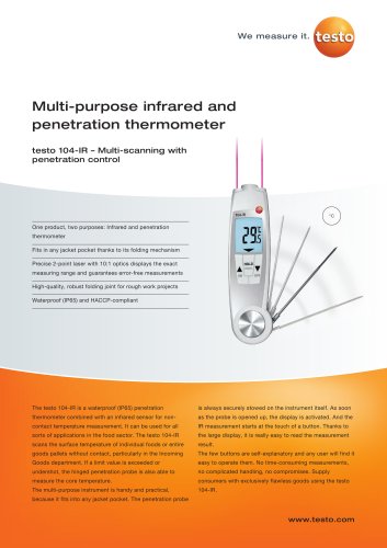 Multi-purpose infrared and penetration thermometer - testo 104-IR