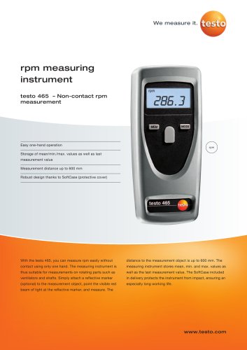 Non-contact rpm measurement - testo 465