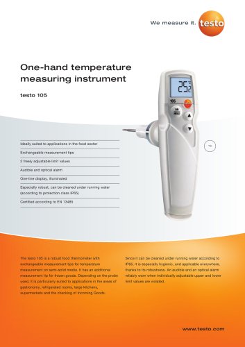 One-hand temperature measuring instrument - testo 105