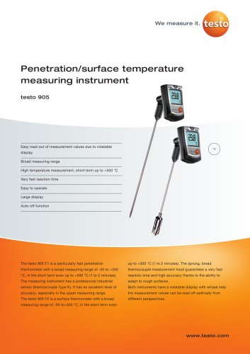 Penetration/surface temperature measuring instrument - testo 905