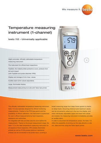 Temperature measuring instrument (1-channel) - testo 112