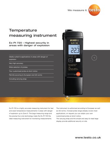 Temperature measuring instrument Ex-Pt 720