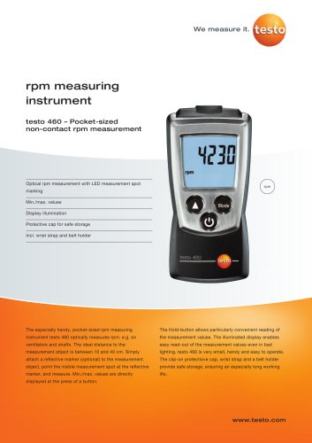 testo 460 – Pocket-sized non-contact rpm measurement