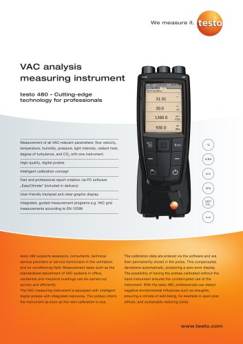 testo 480 VAC analysis measuring instrument