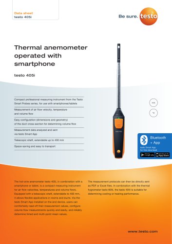 Thermal anemometer  operated with  smartphone testo 405i
