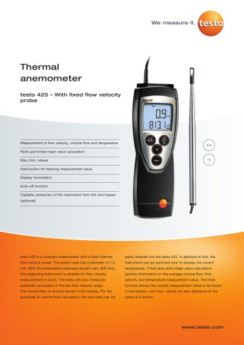 Thermal anemometer - testo 425