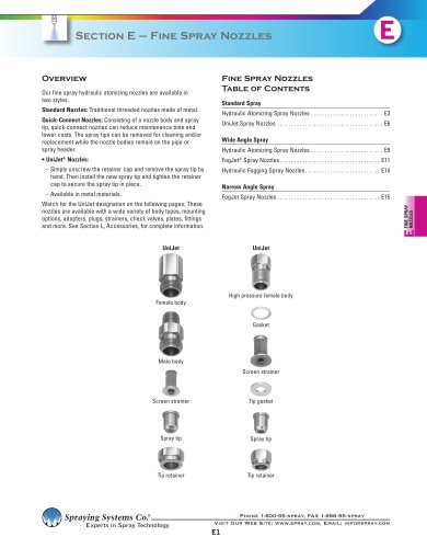 Fine Spray Nozzles