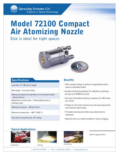 Model 72100 Compact Air Atomizing Nozzle