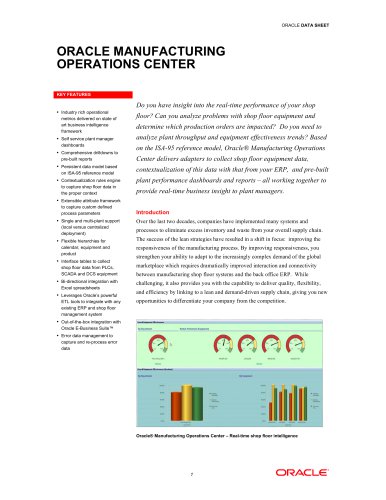 ORACLE MANUFACTURING OPERATIONS CENTER