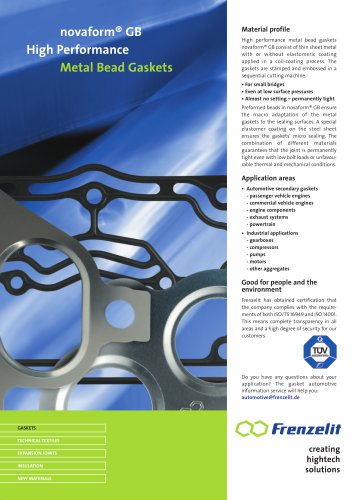 novaform ® GB - Metal Bead Gaskets