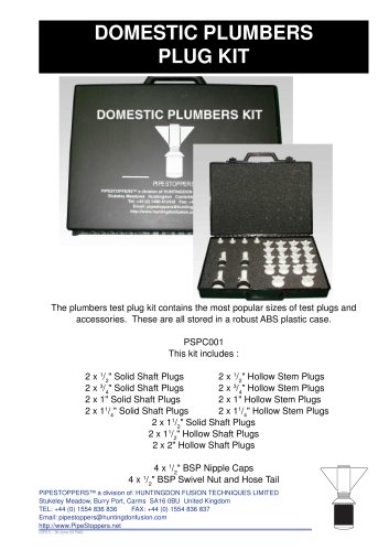 Domestic Plumbers Plug Kit