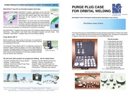 Purge Plug Case For Orbital Welding