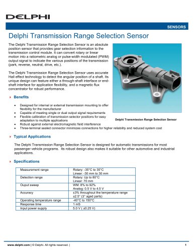 Delphi Transmission Range Selection Sensor