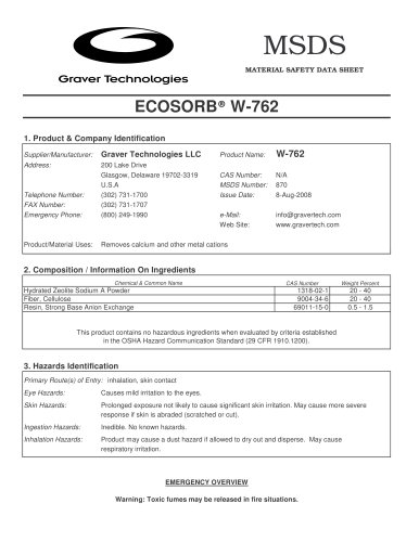 W-762 MSDS