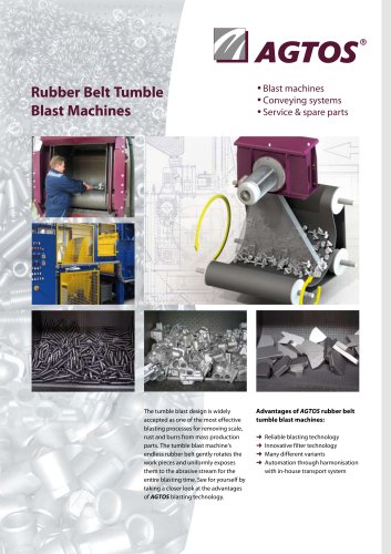 Rubber belt tumble blast machine