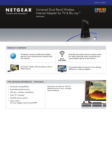 Universal Dual Band Wireless Internet Adapter for Smart TV and Blu-ray? WNCE3001