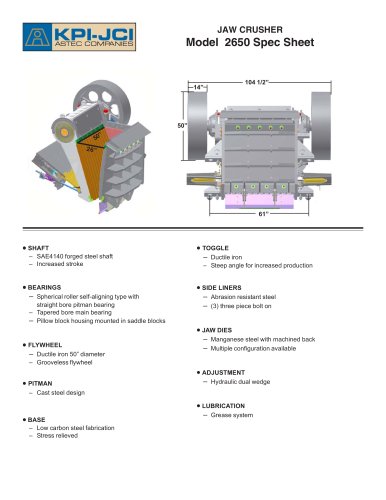 JAW CRUSHER Model 2650 Spec Sheet