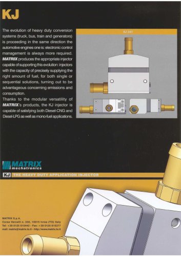 MATRIX Automotive Division - KJ Series Alternative Fuel Injector for Heavy Duty Applications