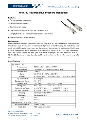 MPM380 pressure transducer