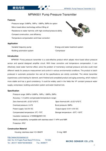 MPM4501 Pump Pressure Transmitter