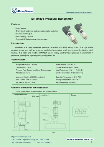 MPM4891 Pressure Transmitter