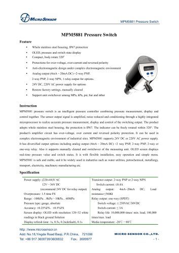 MPM5881 Pressure Switch