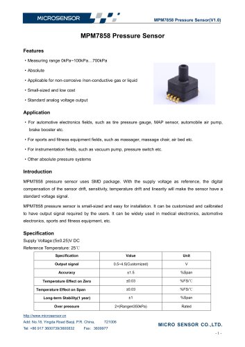 MPM7858 Pressure Sensor