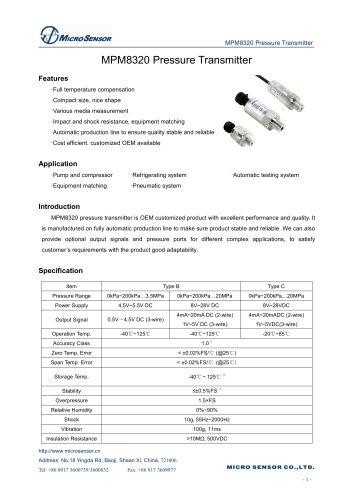 MPM8320 Pressure Transmitter