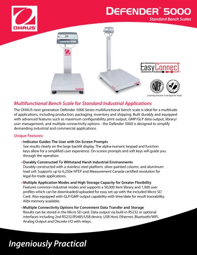 DEFENDER® 5000 Standard Bench Scales